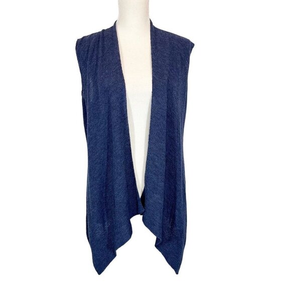 Eileen Fisher 100% wool Navy Blue Knitted Vest Size S Lightweight - Picture 1 of 8